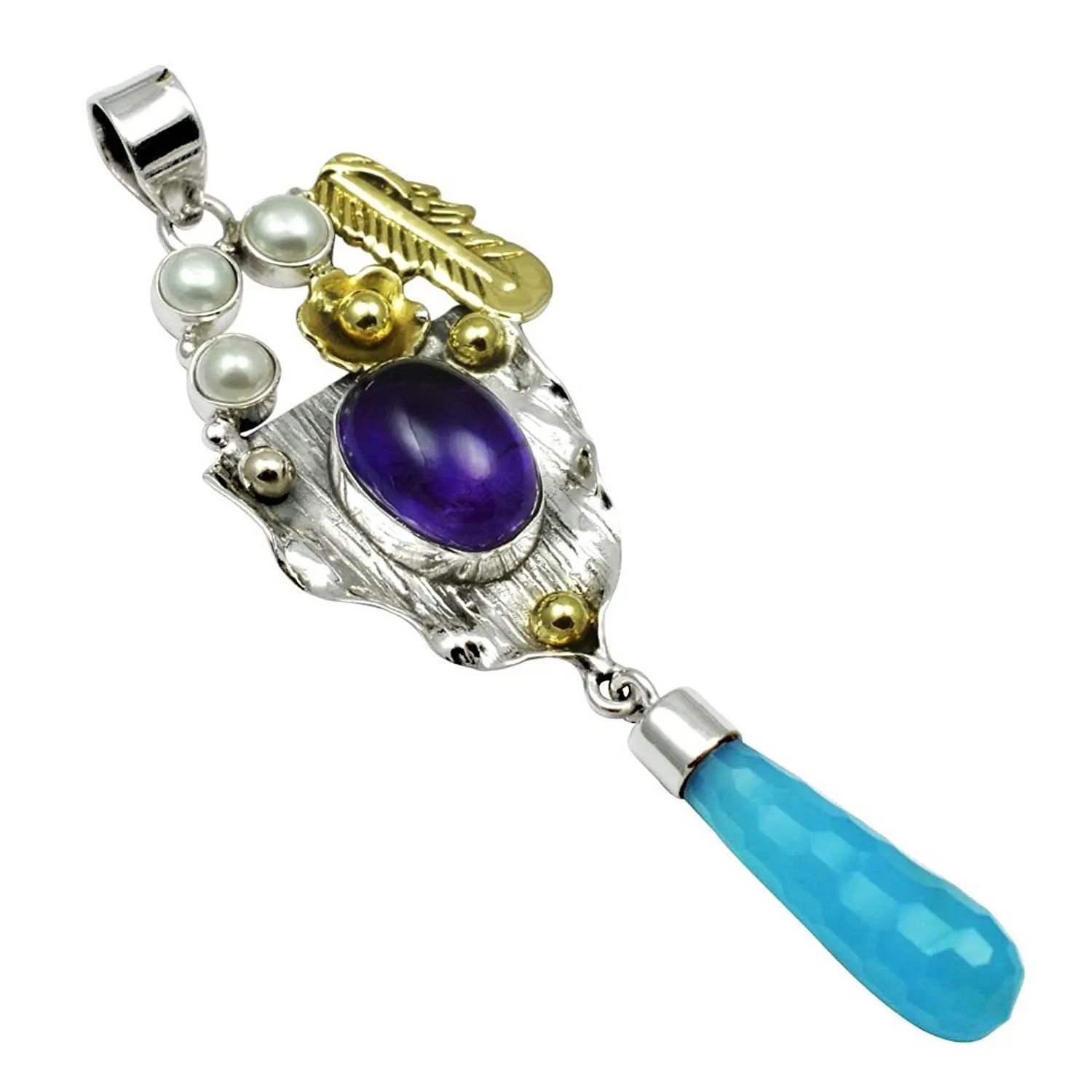 Lovegem Genuine Chalcedony & Amethyst & Pearl Pendant 925 Sterling Silver , 75 mm, AP4112
Lovegem Genuine Chalcedony & Amethyst & Pearl Pendant 925 Sterling Silver , 75 mm, AP4112