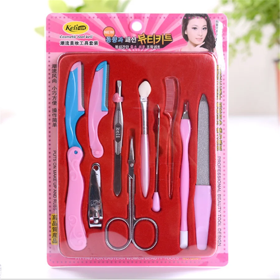 Korean fashion home 10pcs combination beauty dedicated Makeup tool kits Nail Set eyebrow Tweezers Trimmer Scissors Files Tool
Korean fashion home 10pcs combination beauty dedicated Makeup tool kits Nail Set eyebrow Tweezers Trimmer Scissors Files Tool