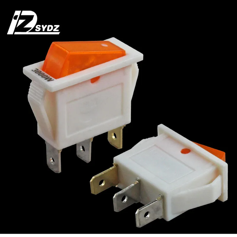 KCD3 3000 Вт белый переключатель типа лодки 25x20 мм 15A250V 3 контактный 2 зубчатый для