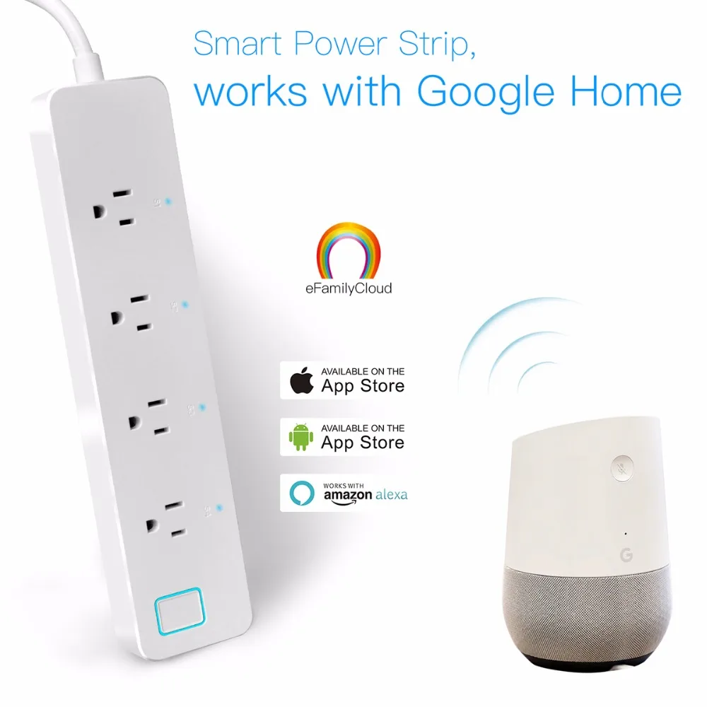 Smart WiFi Power Strip Surge Protector 4 Outlet Wireless Power Extension Socket Alexa Echo Fast Shipping
Smart WiFi Power Strip Surge Protector 4 Outlet Wireless Power Extension Socket Alexa Echo Fast Shipping
