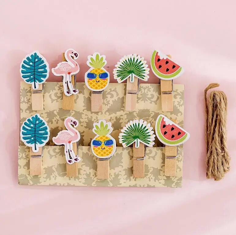 10 pcs/pack Fruit Flamingo Wooden Clip Photo Craft DIY Decoration Notes Letter Paper Clip with Hemp Rope Office School Supplies
10 pcs/pack Fruit Flamingo Wooden Clip Photo Craft DIY Decoration Notes Letter Paper Clip with Hemp Rope Office School Supplies