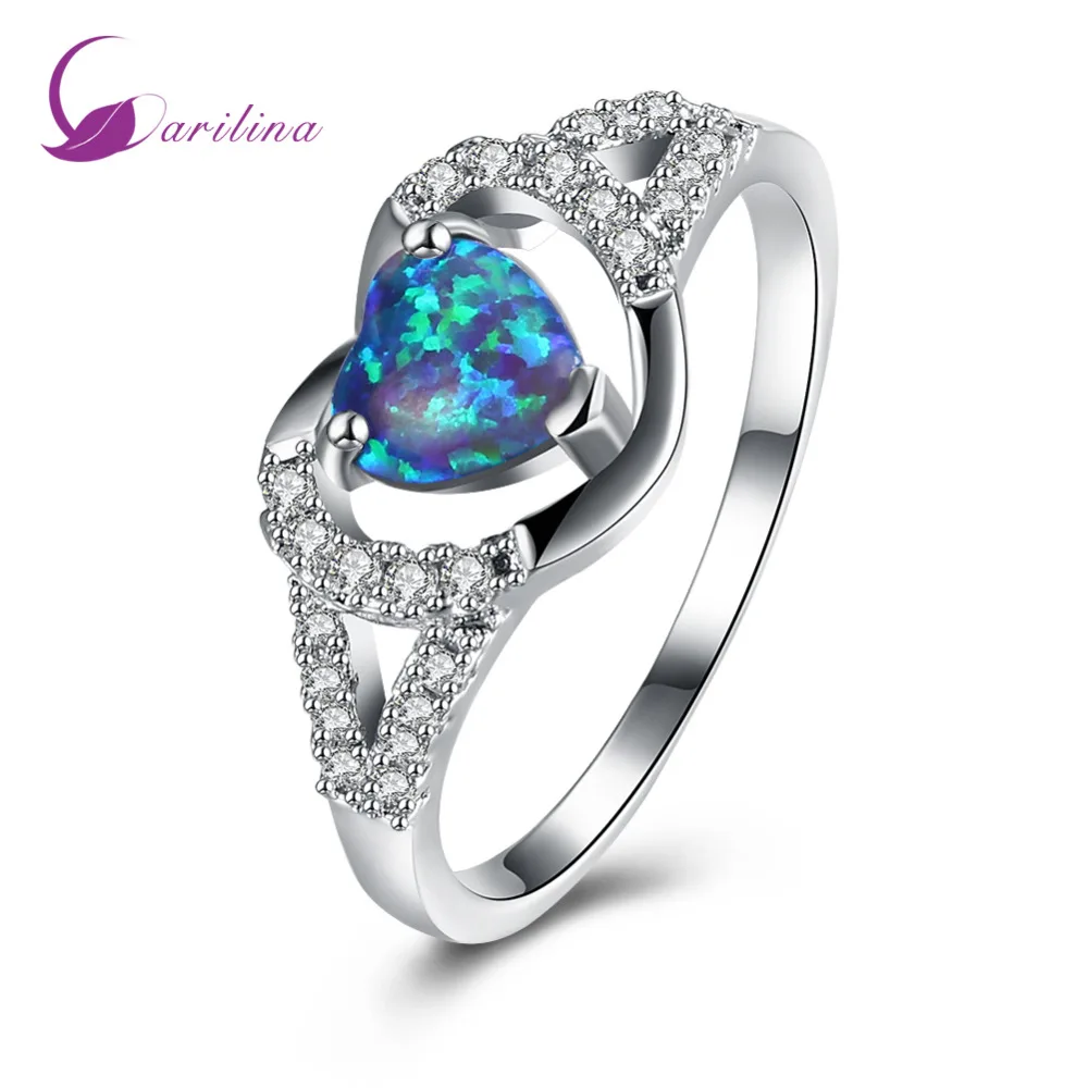 Cute Jewelry Silver Color Fire Blue Opal Ring With AAA Zircon Heart Love Gift Wedding Anniversary Womens Ring R2098
Cute Jewelry Silver Color Fire Blue Opal Ring With AAA Zircon Heart Love Gift Wedding Anniversary Womens Ring R2098