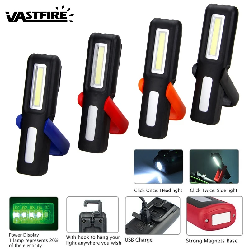 VastFast Rechargeable Portable USB Hanging Light 2 Modes Lamp 3W COB LED Work Light Magnetic Flashlight Torch with Hook
VastFast Rechargeable Portable USB Hanging Light 2 Modes Lamp 3W COB LED Work Light Magnetic Flashlight Torch with Hook