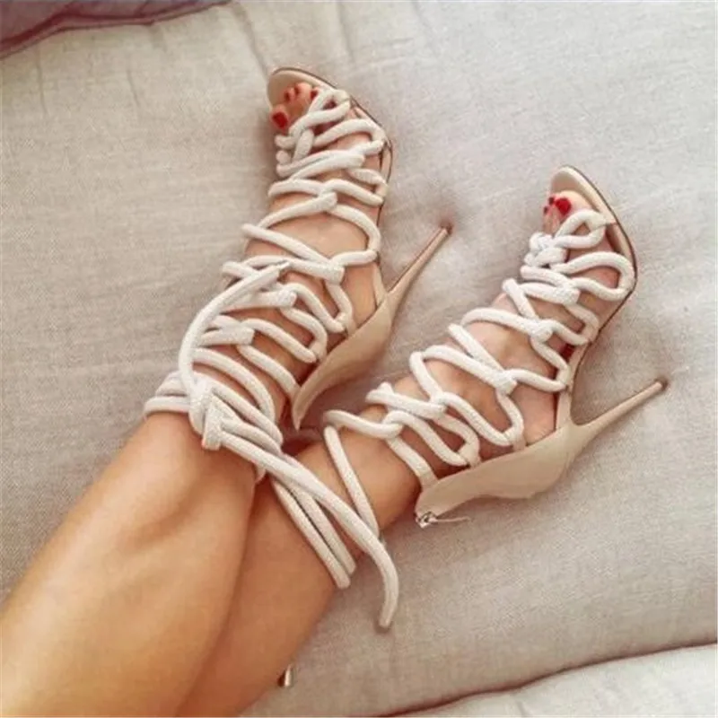 Fashion Design Rope Cross Gladiator Summer Sandals Sexy Ankle Strappr Night Club Sandalias High Heels Strip Party Shoes Women
Fashion Design Rope Cross Gladiator Summer Sandals Sexy Ankle Strappr Night Club Sandalias High Heels Strip Party Shoes Women