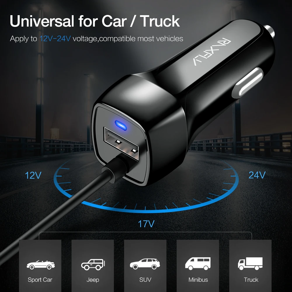 RAXFLY USB Car Charger For iPhone 7 8 XS XR X Phone Micro Type C Lighting Xiaomi Note 4X Fast Charge | Мобильные телефоны и