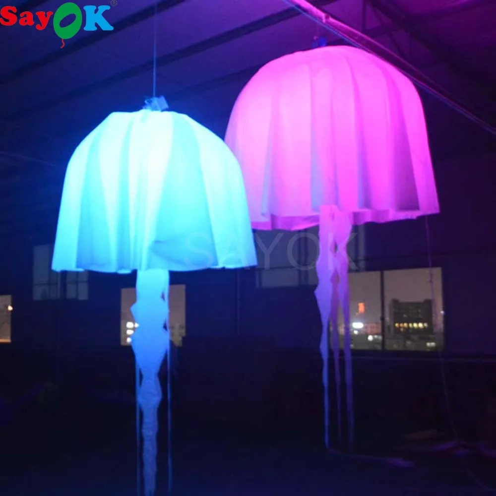 

Sayok 1m/1.5m/2m Inflatable Hanging Jellyfish Balloon with RGB 17 Color Changing LED Light Decorations for Party Concert Show
