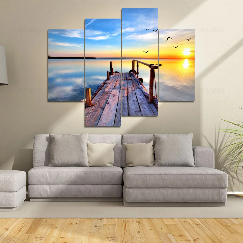4 piece Blue sky lake and sunrise canvas painting wall art photo print posters home decor pictures office artwork no frame
4 piece Blue sky lake and sunrise canvas painting wall art photo print posters home decor pictures office artwork no frame