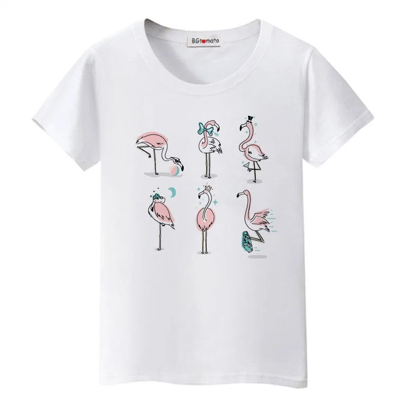 

BGtomato A lot of Flamingos fashion t shirt women hot sale super cool summer casual tshirt beautiful birds sihrts Flamingo tops