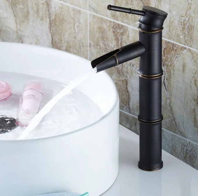 Black Oil Rubbed Bronze Waterfall Bathroom Sink Faucet Vessel Tall Bamboo Water Tap Retro Single Hole Basin Faucets Lhg026
Black Oil Rubbed Bronze Waterfall Bathroom Sink Faucet Vessel Tall Bamboo Water Tap Retro Single Hole Basin Faucets Lhg026