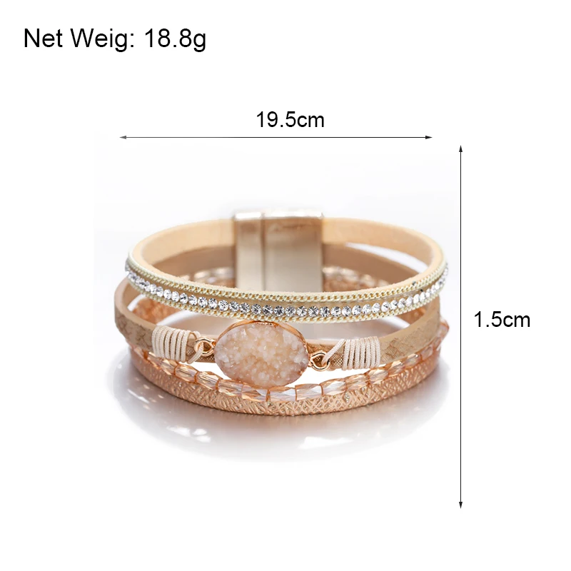 Amorcome Resin Stone Charm Women Leather Bracelet Fashion Crystal Multilayer Bohemian Wrap Wide Bracelets Bangles Ladies Jewelry
Amorcome Resin Stone Charm Women Leather Bracelet Fashion Crystal Multilayer Bohemian Wrap Wide Bracelets Bangles Ladies Jewelry