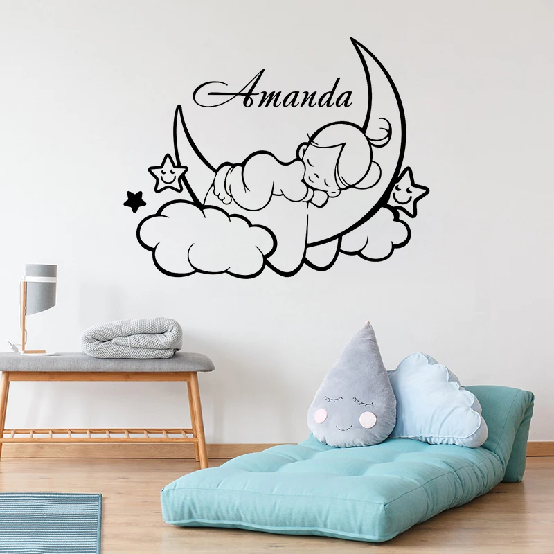 Cloud Moon Sleep Baby With Custom Name Wall Decoration Kids Baby Girls Room Decoration Beauty Cute Poster Mural For Bedroom W183
Cloud Moon Sleep Baby With Custom Name Wall Decoration Kids Baby Girls Room Decoration Beauty Cute Poster Mural For Bedroom W183