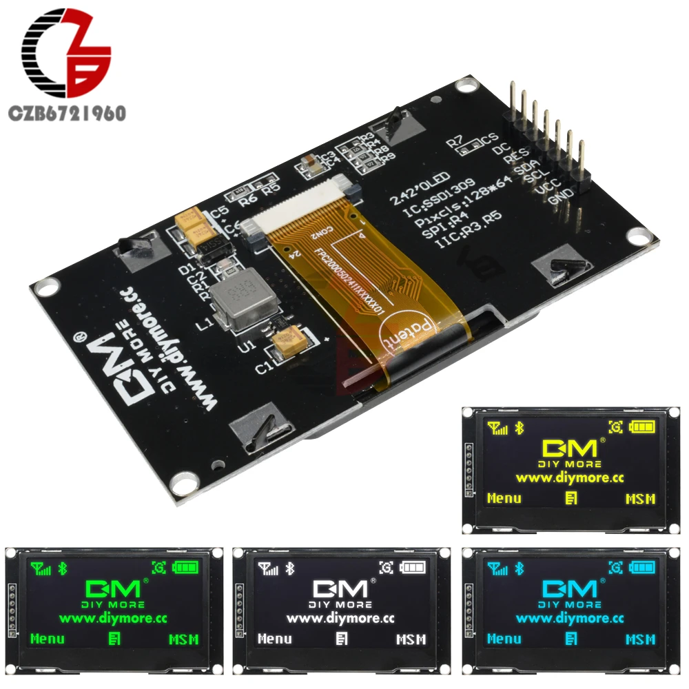 White Blue Green Yellow 2.42" 2.42 inch LCD Screen 12864 OLED Display Module IIC I2C SPI Serial for C51 STM32 SSD1309
White Blue Green Yellow 2.42" 2.42 inch LCD Screen 12864 OLED Display Module IIC I2C SPI Serial for C51 STM32 SSD1309