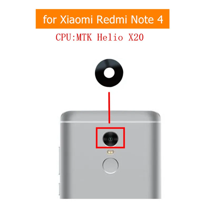 

Стеклянный объектив задней камеры 2 шт. для Xiaomi Redmi Note 4 MTK, основной стеклянный объектив большой задней камеры с клеем, запасные части для замены и ремонта