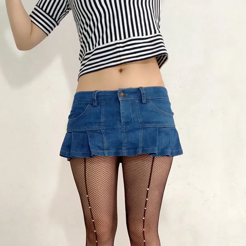 Sexy Women Pleated Micro Mini Jeans Skirt Pocket Stage Dance Skirt Low Rise Waist VintageTUTU Skirt Flounced Denim F55
Sexy Women Pleated Micro Mini Jeans Skirt Pocket Stage Dance Skirt Low Rise Waist VintageTUTU Skirt Flounced Denim F55