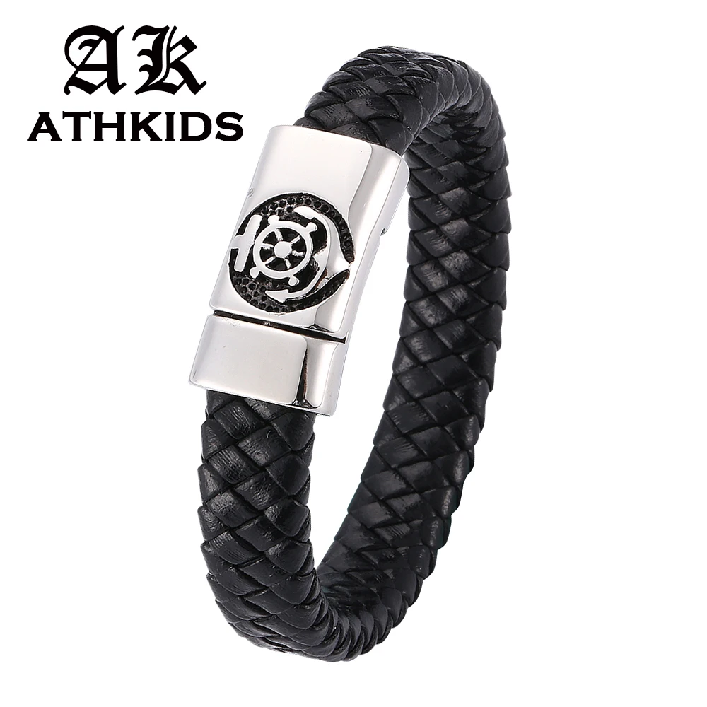 Fashion Men's Bracelet Black Personality Leather Woven Anchor Magnetic Clasp Leather Bracelet Rope Bangles For Men Gift PD0265
Fashion Men's Bracelet Black Personality Leather Woven Anchor Magnetic Clasp Leather Bracelet Rope Bangles For Men Gift PD0265
