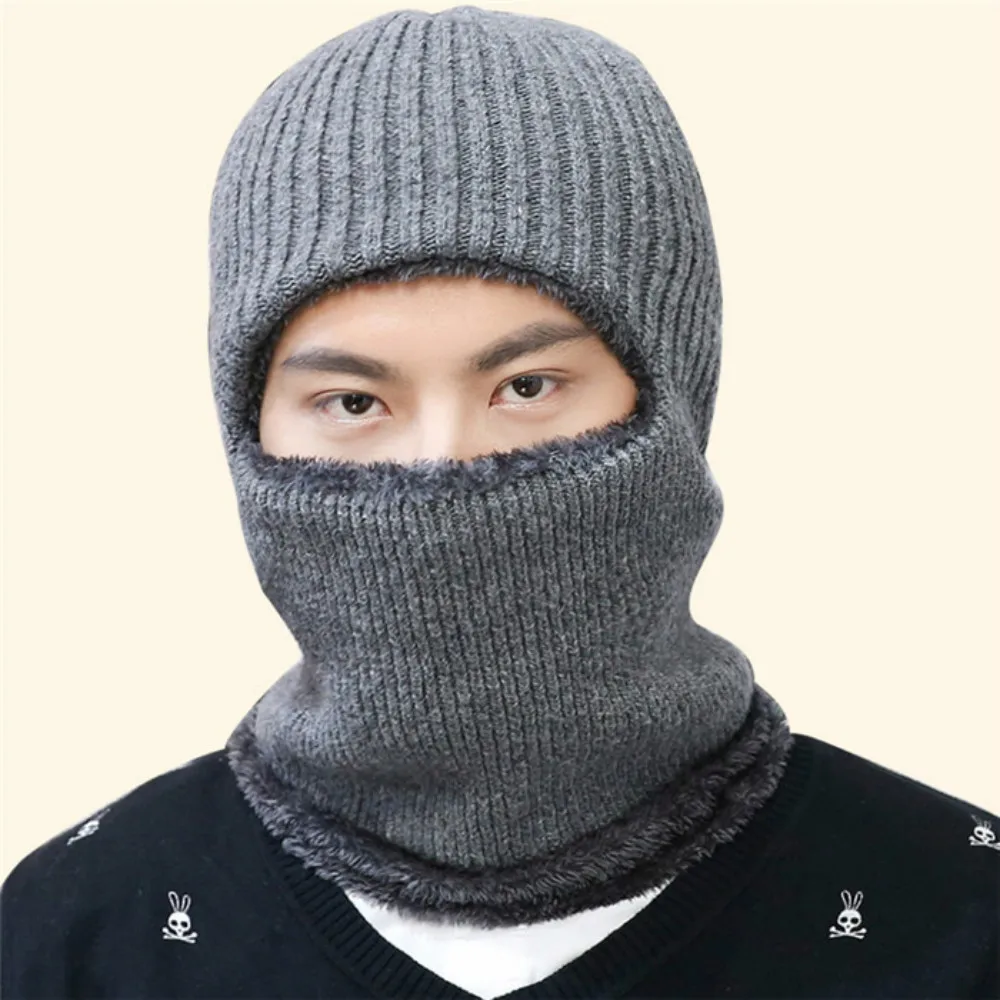Мужские вязаные шерстяные Skullies шапки для осенне зимнего сезона бархатная шапка