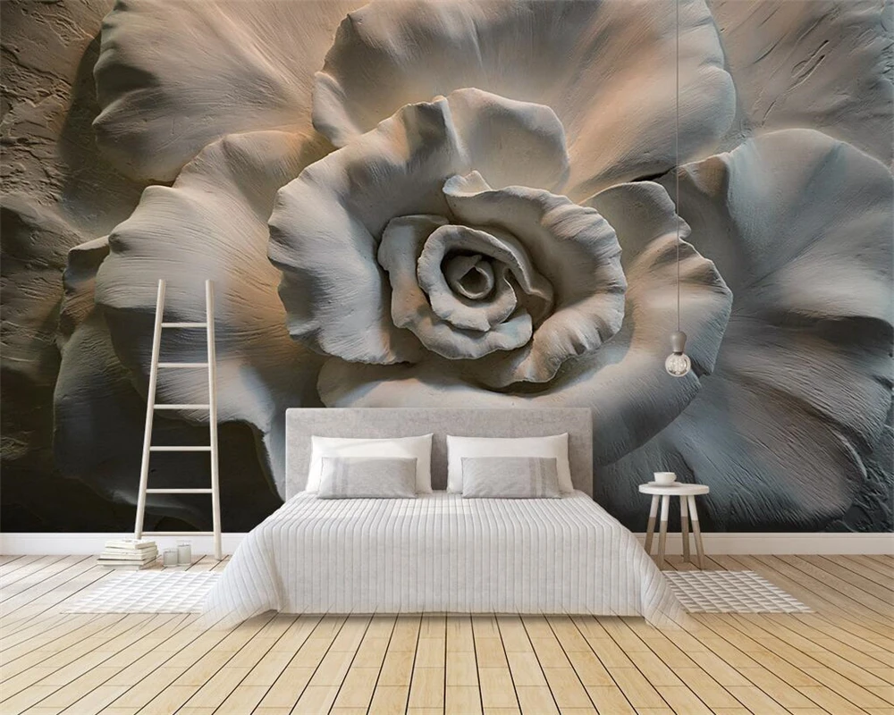 

Beibehang Custom wallpaper 3D embossed roses TV background wall painting living room bedroom background wall murals 3d wallpaper