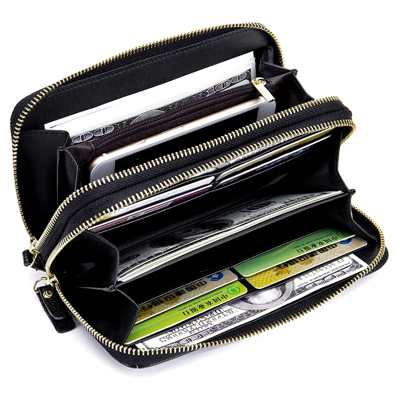 Guaranteed 100% Genuine Leather Double Zipper Women's Purse 2018 New Arrivals RFID Protection Bank Large Capacity Women Wallets
Guaranteed 100% Genuine Leather Double Zipper Women's Purse 2018 New Arrivals RFID Protection Bank Large Capacity Women Wallets