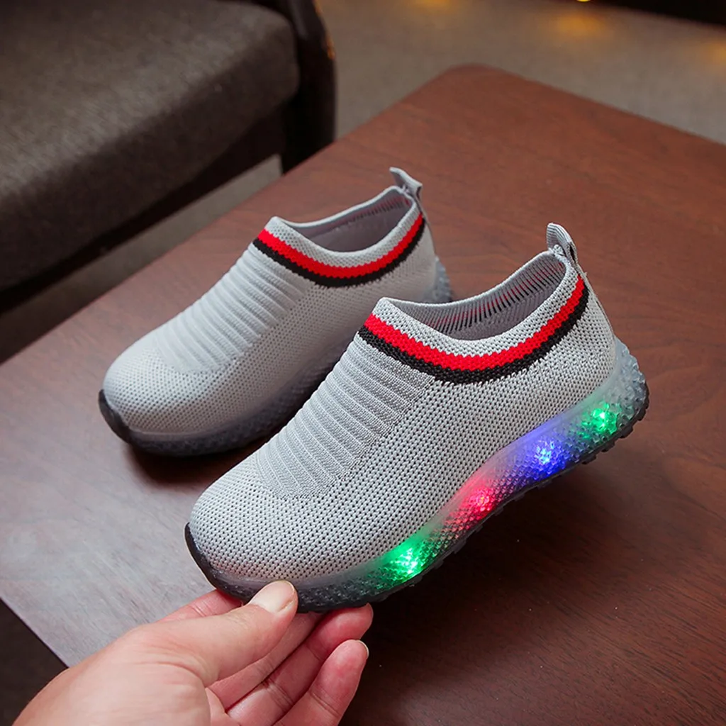 Children Kid Baby girls shoes Boys Mesh Led Luminous Sport Run Sneakers Casual with light zapatos deportivos niña#XB30 | Детская