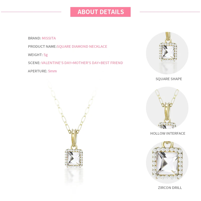 MISSITA Romantic Necklaces with Cube Clear Crystal Pendant for Women Wedding Anniversary Brand Fashion Jewelry Gift choker
MISSITA Romantic Necklaces with Cube Clear Crystal Pendant for Women Wedding Anniversary Brand Fashion Jewelry Gift choker