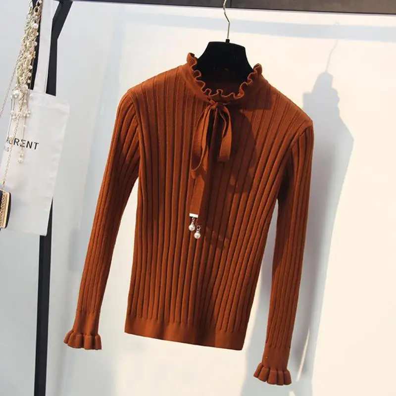 Beading Ruffled Sleeve Women Sweaters Turtleneck Pullovers Lace Up Knitting Tops 2019 Spring Femme Pull Knitted Shirts Stretch
Beading Ruffled Sleeve Women Sweaters Turtleneck Pullovers Lace Up Knitting Tops 2019 Spring Femme Pull Knitted Shirts Stretch