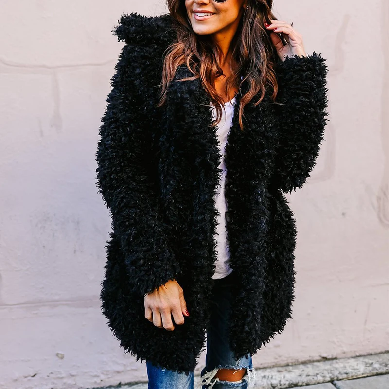 2019 Winter Coat Women Solid Loose Elegant Sweater Long Coats For Female Warm Faux Fleece Outwear Fashion casaco feminino
2019 Winter Coat Women Solid Loose Elegant Sweater Long Coats For Female Warm Faux Fleece Outwear Fashion casaco feminino