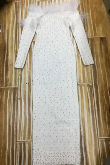 Slash Neck White Bandage Dress High Quality Fashion Sexy Feathers Long Sleeve Night Club Beading Evening Party Dresses Bodycon
Slash Neck White Bandage Dress High Quality Fashion Sexy Feathers Long Sleeve Night Club Beading Evening Party Dresses Bodycon