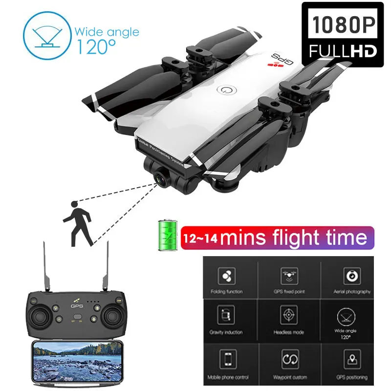 Новый складной Радиоуправляемый Дрон GPS WIFI FPV с 1080P широкоугольной HD камерой 14