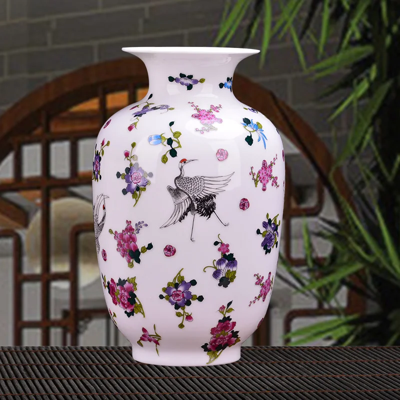 Antique Jingdezhen Luminous Ceramic Vase With Flowers and Crane Patterns Ceramic Table Vase Porcelain Decorative Vase
Antique Jingdezhen Luminous Ceramic Vase With Flowers and Crane Patterns Ceramic Table Vase Porcelain Decorative Vase