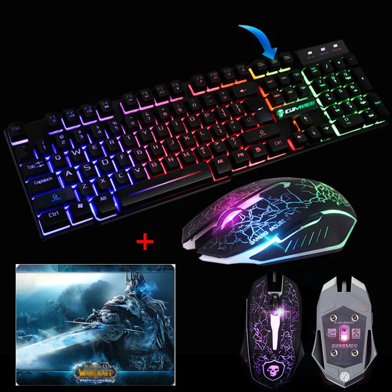Wired T6 Rainbow Backlit illuminated Usb Multimedia Ergonomic Gaming Keyboard + 2400DPI PC Optical Gaming Mouse + Cool Mouse Pad
Wired T6 Rainbow Backlit illuminated Usb Multimedia Ergonomic Gaming Keyboard + 2400DPI PC Optical Gaming Mouse + Cool Mouse Pad