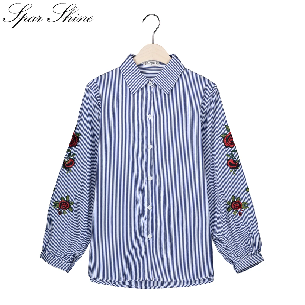 SPARSHINE Women Floral Embroidery Blouse Shirt Camisa Striped Cotton Work Office Shirts Feminina
SPARSHINE Women Floral Embroidery Blouse Shirt Camisa Striped Cotton Work Office Shirts Feminina