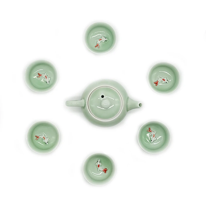 High quality Kung Fu Tea set,longquan celadon fish tea set ceramic teapot kettle ceramic Teaware tea cup fish tea set drinkware
High quality Kung Fu Tea set,longquan celadon fish tea set ceramic teapot kettle ceramic Teaware tea cup fish tea set drinkware
