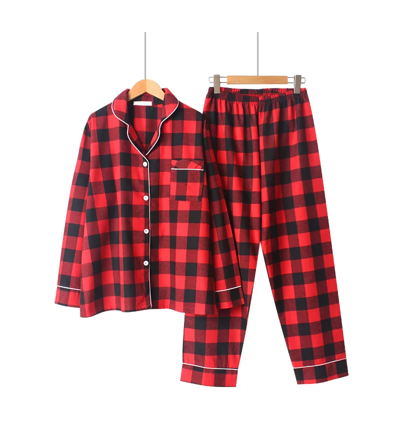 Autumn Cotton Plaid Long-sleeved Lovers Pajamas Men's and Women's Loose Plus Size Pijama Mujer Full Length Korean Pyjamas Suits
Autumn Cotton Plaid Long-sleeved Lovers Pajamas Men's and Women's Loose Plus Size Pijama Mujer Full Length Korean Pyjamas Suits