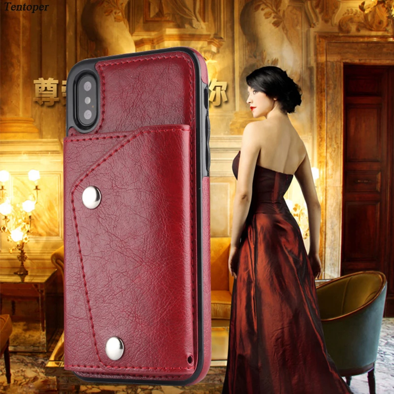 Retro PU Leather Case For iPhone X 10 8 7 Plus 6 Card Slot Holder Cover Samsung S8 Note Luxury Protective Back Gel | Мобильные
