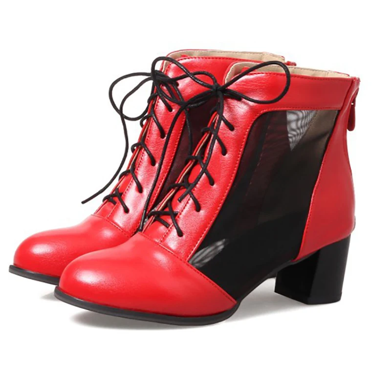 Women Ankle Boots Block Heels Mesh Martin Boots Black Red White Women Fashion Shoes Zip Lace Up Boots Ladies Shoes Plus Size 43
Women Ankle Boots Block Heels Mesh Martin Boots Black Red White Women Fashion Shoes Zip Lace Up Boots Ladies Shoes Plus Size 43