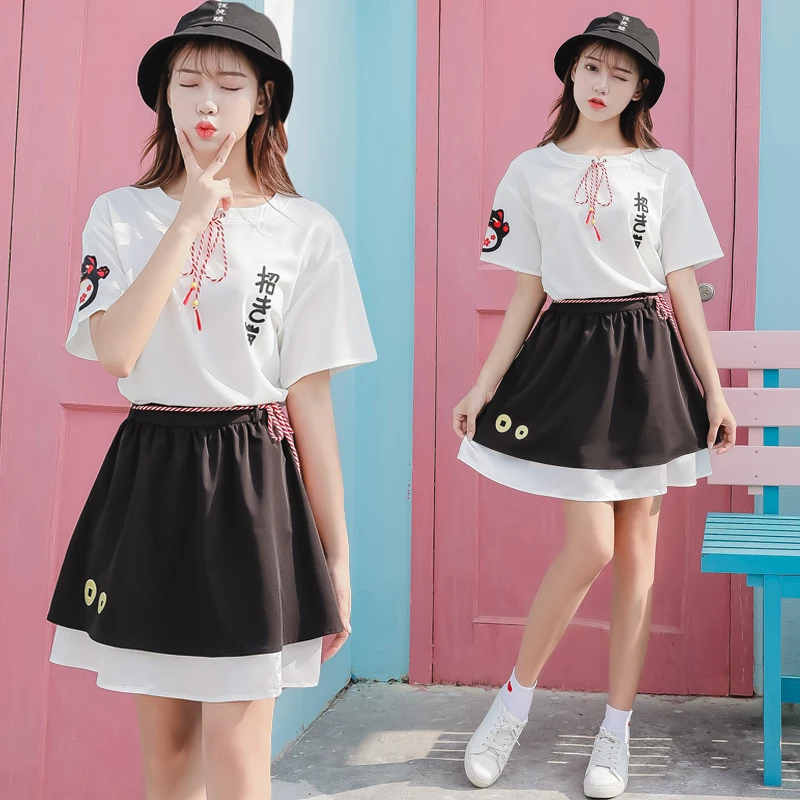 2019 New Summer Fresh Suit Female Korean Students Sweet Cute Short-sleeved T-shirt + A-line Skirt Two-piece
2019 New Summer Fresh Suit Female Korean Students Sweet Cute Short-sleeved T-shirt + A-line Skirt Two-piece