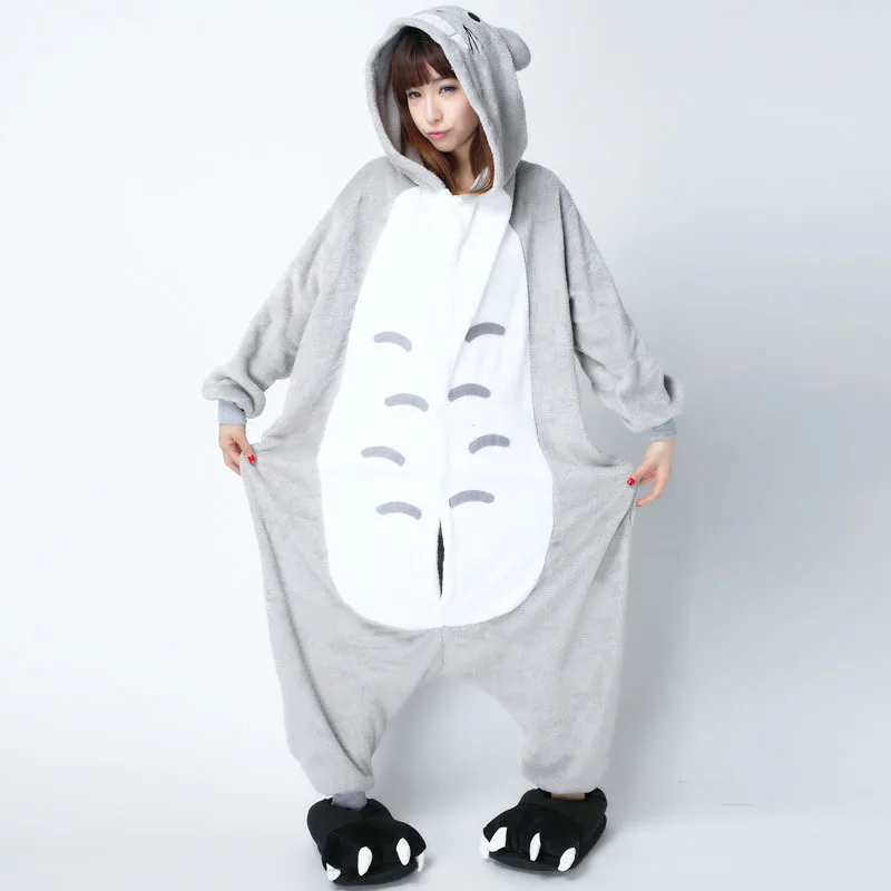 XXL Размер мультфильм Тоторо Onesie для женщин и мужчин пижамы ночной костюм набор