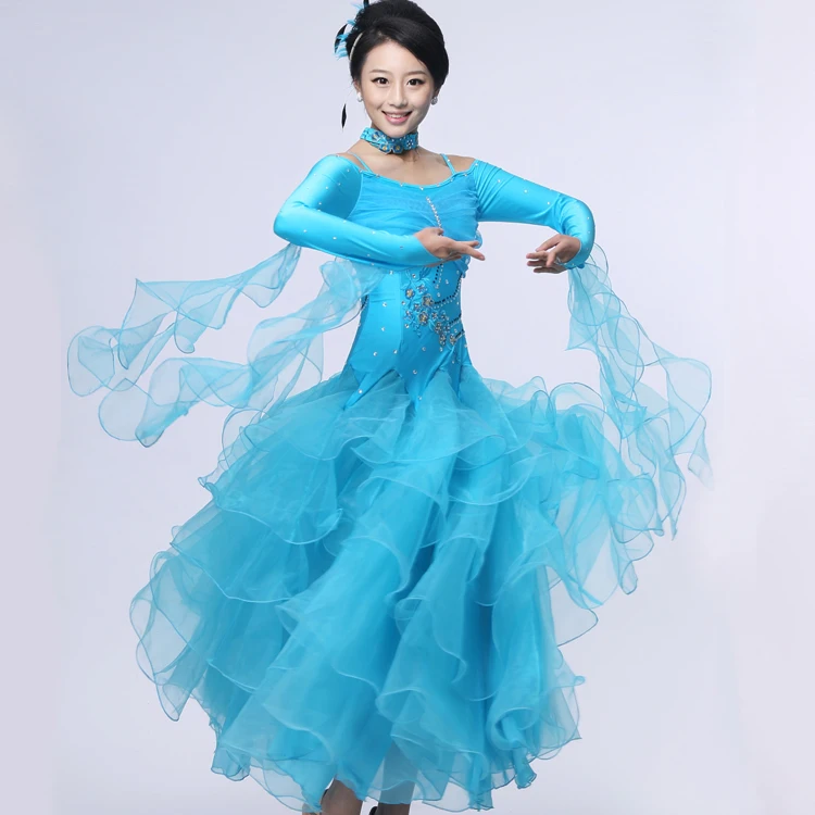 Modern dance dress long sleeve costumes multiple layers tower mesh dress floating ribbon
Modern dance dress long sleeve costumes multiple layers tower mesh dress floating ribbon
