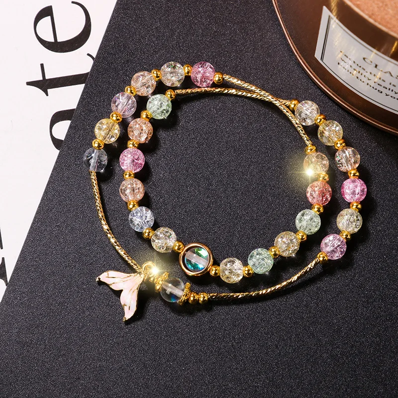 Fashion small fresh popcorn crystal fishtail pendant bracelet handmade beaded mermaid stone double bracelet hot sale
Fashion small fresh popcorn crystal fishtail pendant bracelet handmade beaded mermaid stone double bracelet hot sale