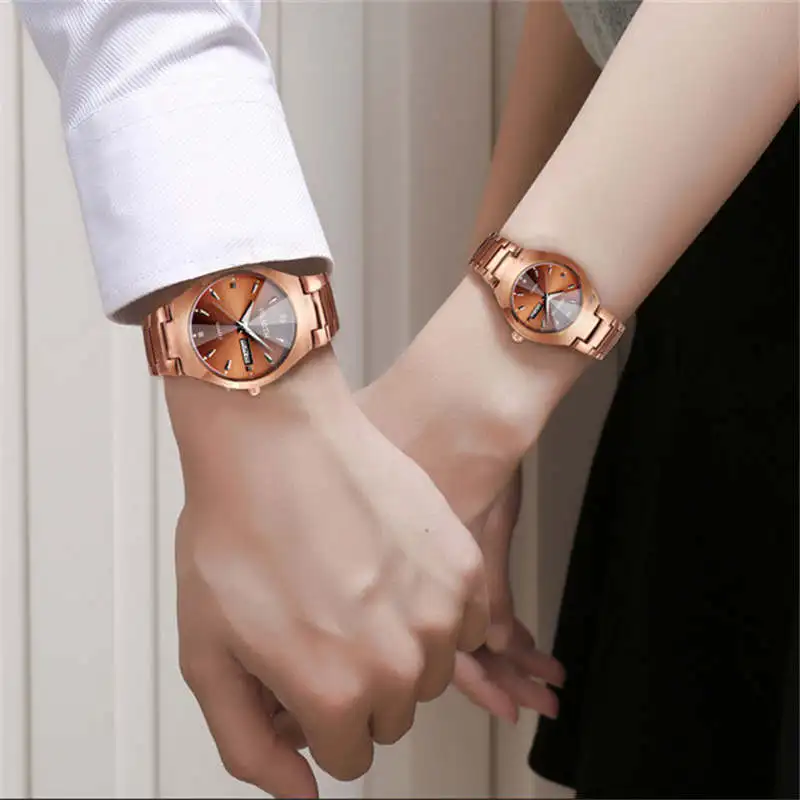 Rose Gold Couple Watch Women Men Quartz Watches English Calendar Male Female Wristwatch Stainless Steel For Lover Clock WLISTH
Rose Gold Couple Watch Women Men Quartz Watches English Calendar Male Female Wristwatch Stainless Steel For Lover Clock WLISTH