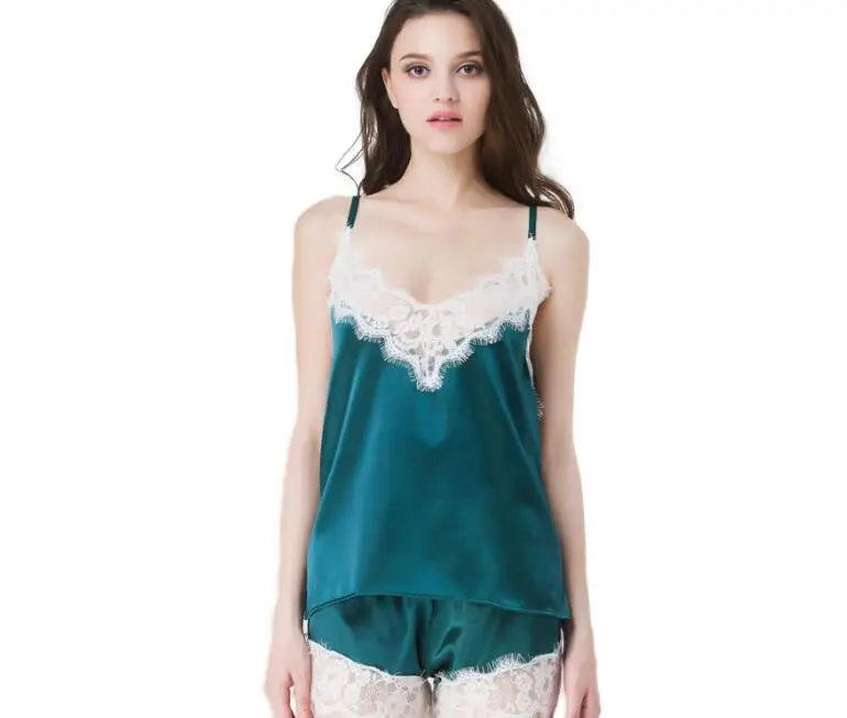 Women's Pajamas Lace Top and Shorts Pajama Sets Summer Sexy Satin Pajamas Home Suit Female Pajama Sleepwear For Women
Women's Pajamas Lace Top and Shorts Pajama Sets Summer Sexy Satin Pajamas Home Suit Female Pajama Sleepwear For Women