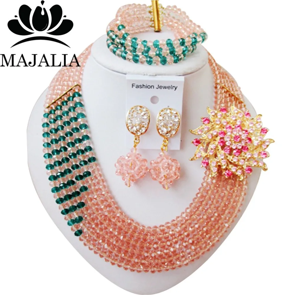 Trendy nigerian wedding african bead Peach nigerian wedding african beads jewelry set Crystal Free shipping Majalia-497
Trendy nigerian wedding african bead Peach nigerian wedding african beads jewelry set Crystal Free shipping Majalia-497