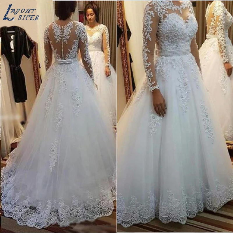 WD402 Long Dress Elegant Vestido De Noiva Long Sleeves Wedding Dress 2018 New Vintage Lace Appliques Pearls Bridal Gown
WD402 Long Dress Elegant Vestido De Noiva Long Sleeves Wedding Dress 2018 New Vintage Lace Appliques Pearls Bridal Gown