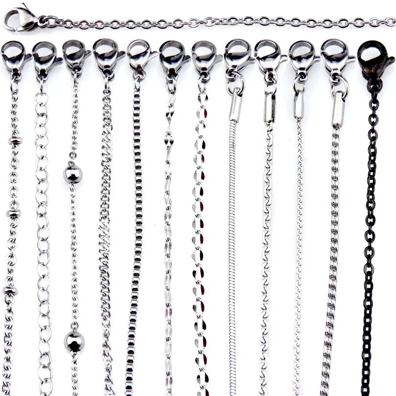 21871 Stainless Color Chains Necklace Black Silver Tone Rolo Link Box Snake Rope Curb Chain 18/20" Hip Hop Fashion Jewelry
21871 Stainless Color Chains Necklace Black Silver Tone Rolo Link Box Snake Rope Curb Chain 18/20" Hip Hop Fashion Jewelry