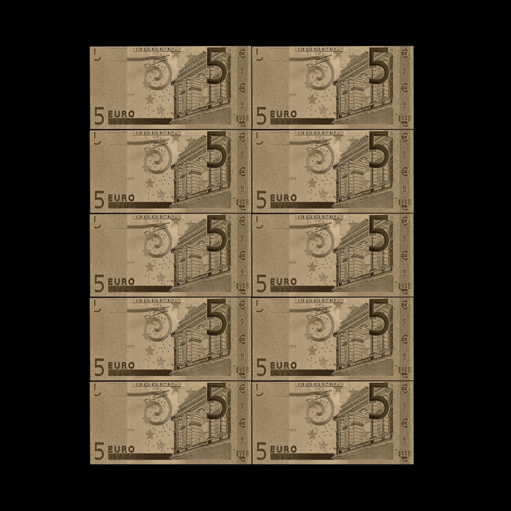 10pcs/set Golden Euro Banknote Sets 5 EUR Gold Banknotes 24K Gold Foil Commemorative Coin Home Decro
10pcs/set Golden Euro Banknote Sets 5 EUR Gold Banknotes 24K Gold Foil Commemorative Coin Home Decro