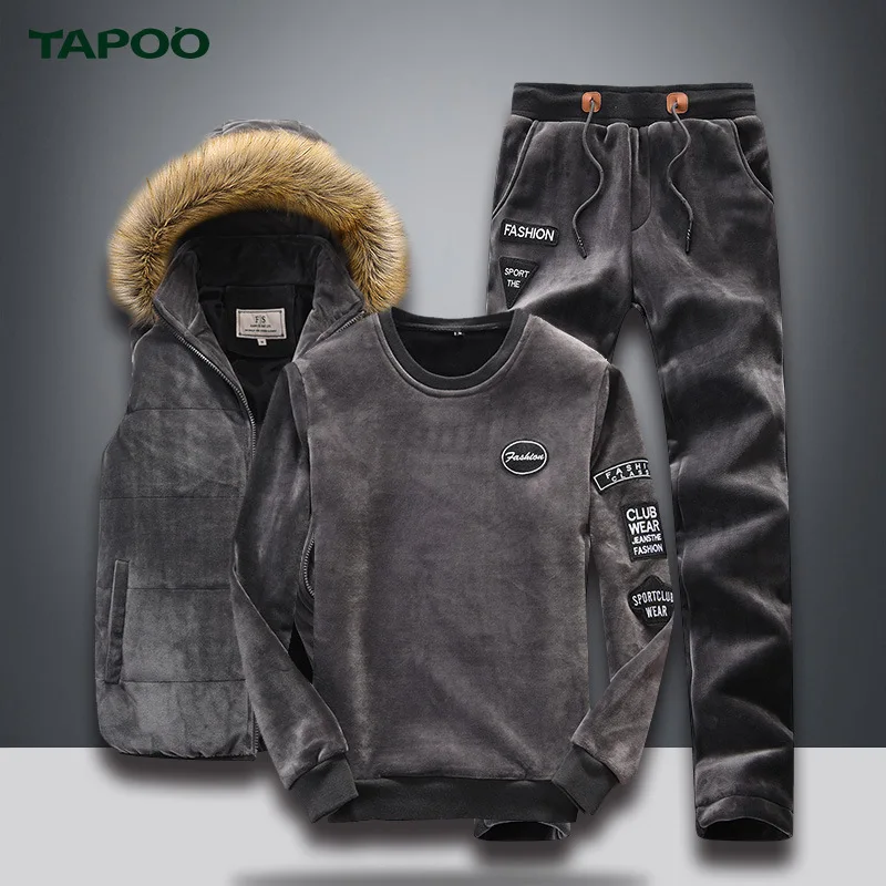 TAPOO зимние мужские костюмы комплекты повседневные тонкие Жилеты Куртки s Досуг