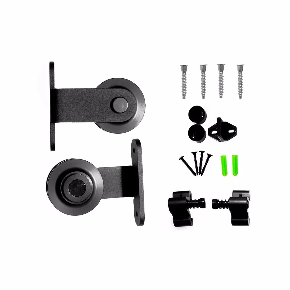 LWZH Heavy Duty оборудование для раздвижной двери сарая Kit черный Т-образный ролик шкафа