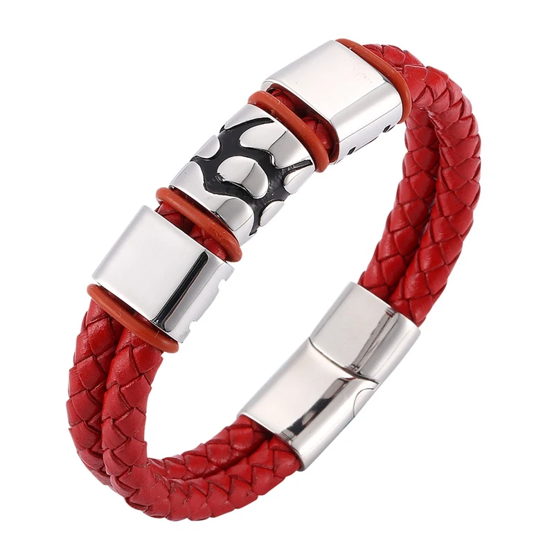 Casual Men's Accessories Red Braided Leather Bracelet Men Jewelry Trendy Stainless Steel Punk Wristband Magnetic Clasps SP0102
Casual Men's Accessories Red Braided Leather Bracelet Men Jewelry Trendy Stainless Steel Punk Wristband Magnetic Clasps SP0102