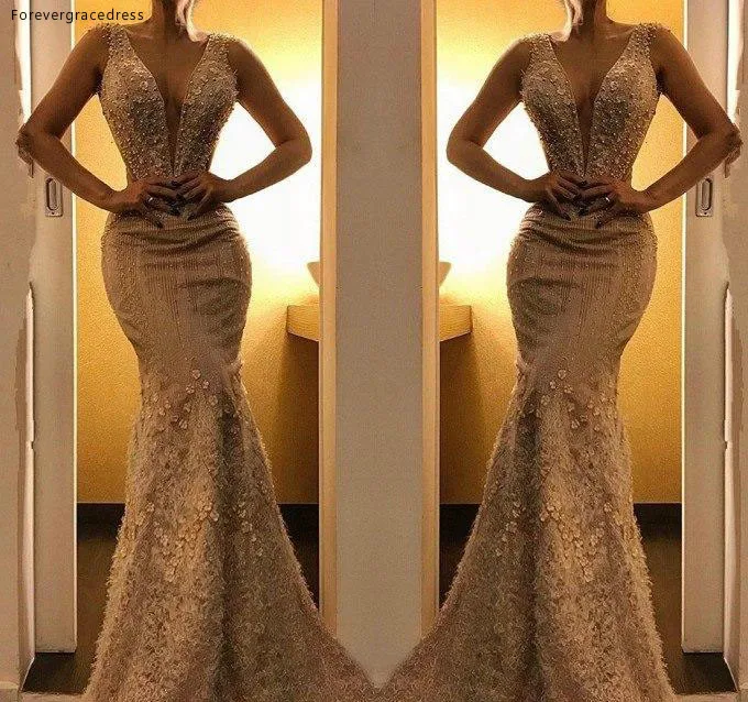 2019 Cheap Champagne Lace Evening Dress Sexy Dubai Plunging Deep V Neck Holiday Women Wear Formal Party Prom Gown Plus Size
2019 Cheap Champagne Lace Evening Dress Sexy Dubai Plunging Deep V Neck Holiday Women Wear Formal Party Prom Gown Plus Size