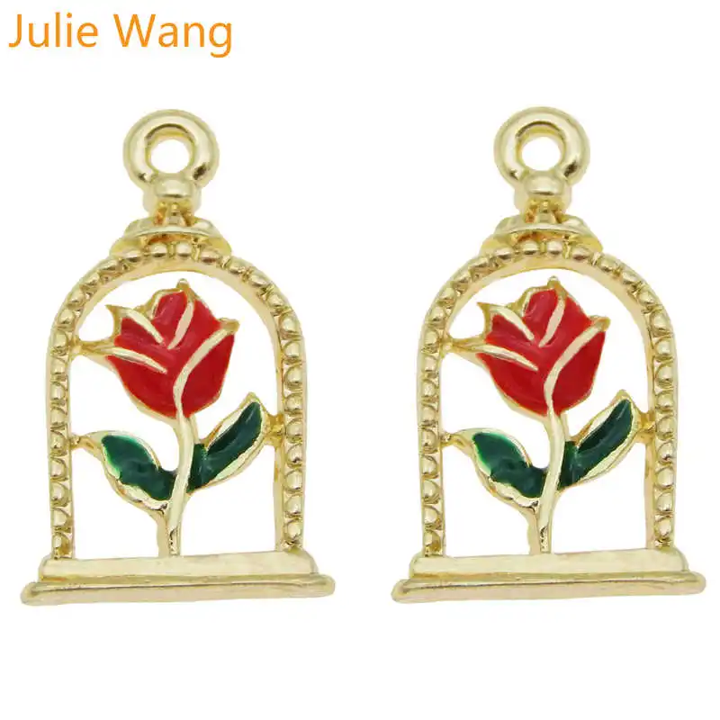 Julie Wang 10PCS Enamel Rose Flowers Charms Alloy Gold Tone Bracelet Necklace Pendant Jewelry Making Accessory
Julie Wang 10PCS Enamel Rose Flowers Charms Alloy Gold Tone Bracelet Necklace Pendant Jewelry Making Accessory